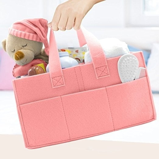 Pink Sorbus Baby Organizer Diaper Caddy with Handle Luxury Storage